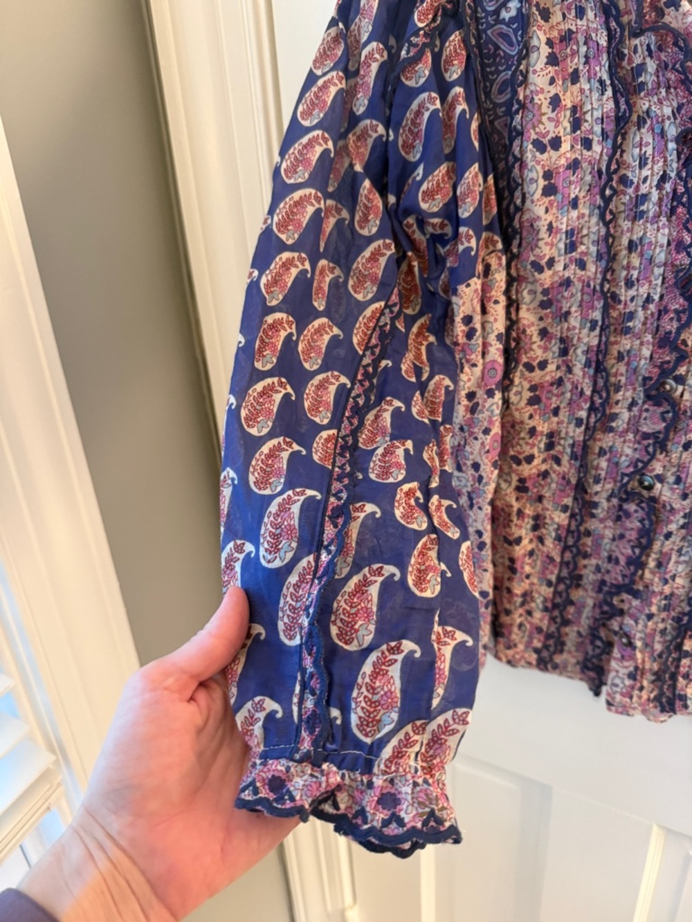 Sea New York Bianca Ruffle Mixed Paisley Ruffle Blouse | - Picture 5 of 10